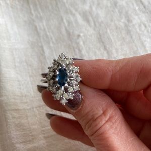 “Princess Diana” faux engagement sapphire ring